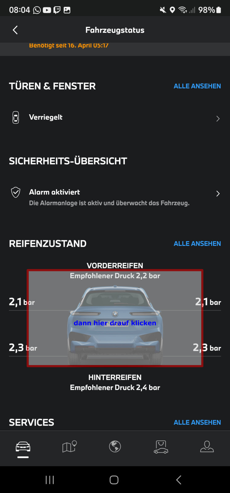 Falsche Reifenanzeige in App nach Umrüstung auf Sommerreifen
