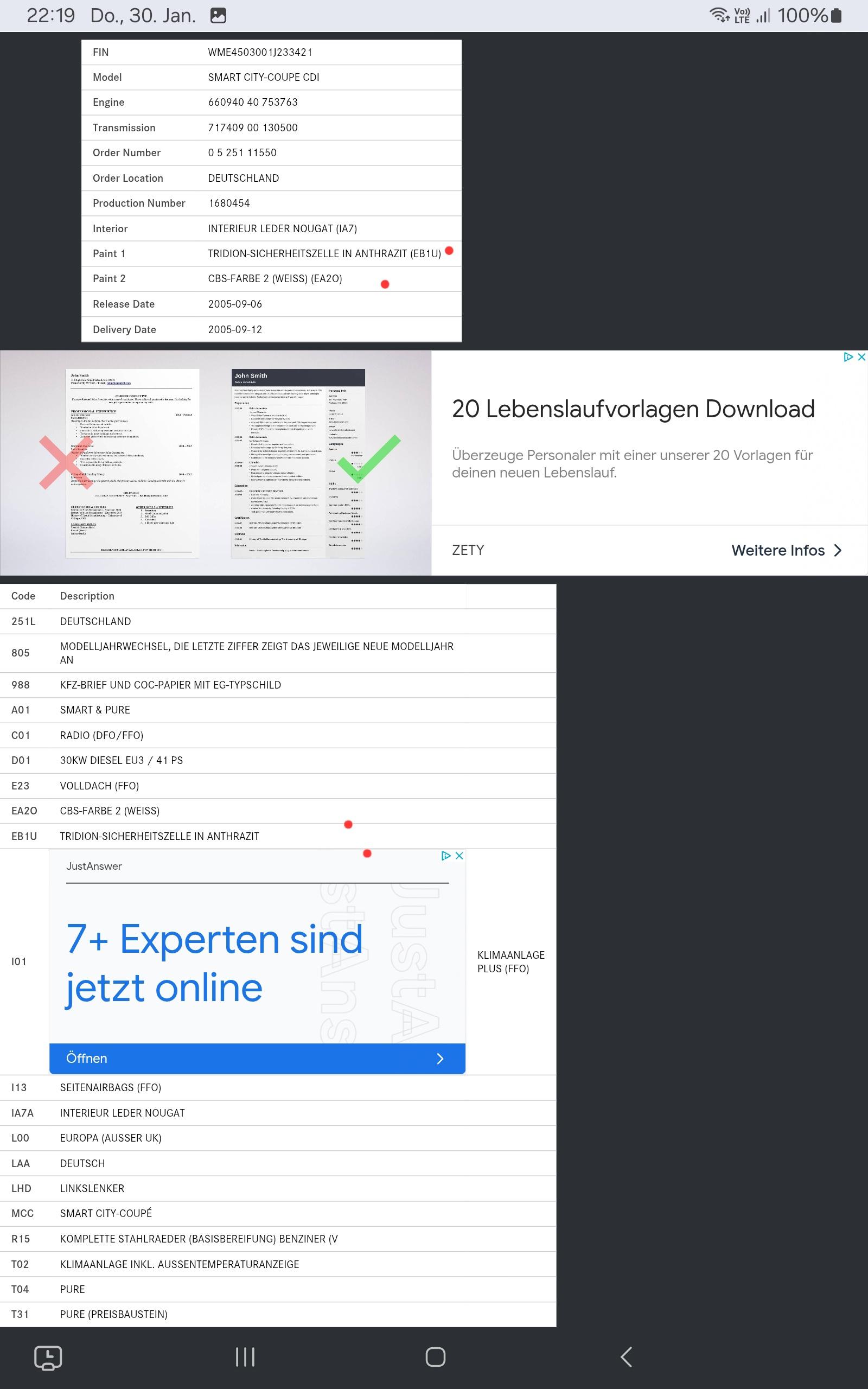 Farbcode finden von einem Mercedes Sprinter