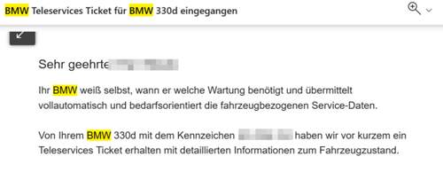 Die E-Mail von BMW