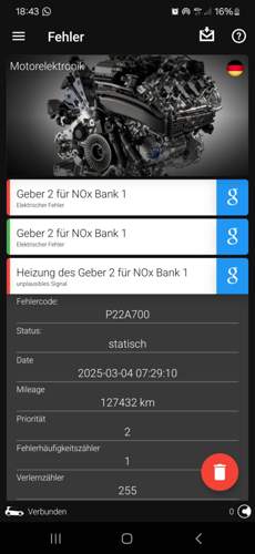 Fehlermeldung Geber 2 Nox Bank 1