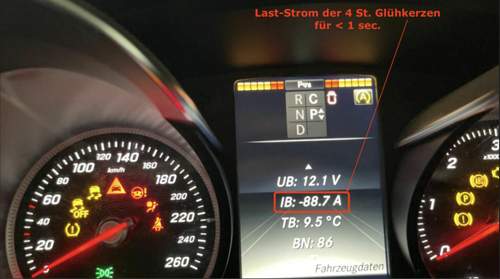 Glühstrom ca. 0,7 sec.