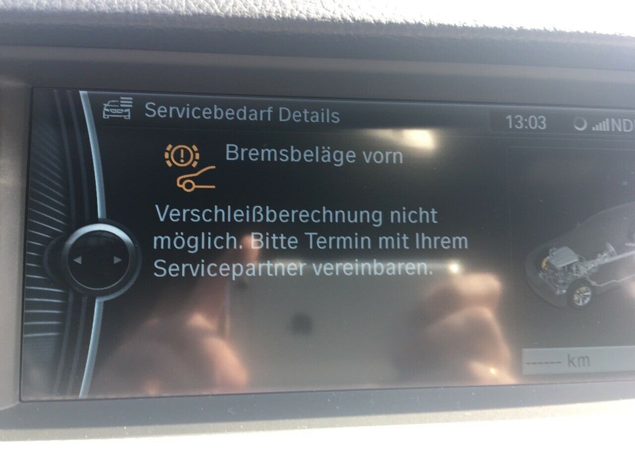 Fehler: Bremssystem gemäßigte weiterfahrt. Bremsbeläge müssen gewechselt werden