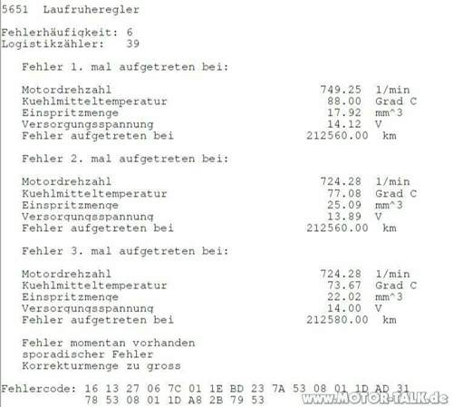 Fehlereintrag-laufruheregler