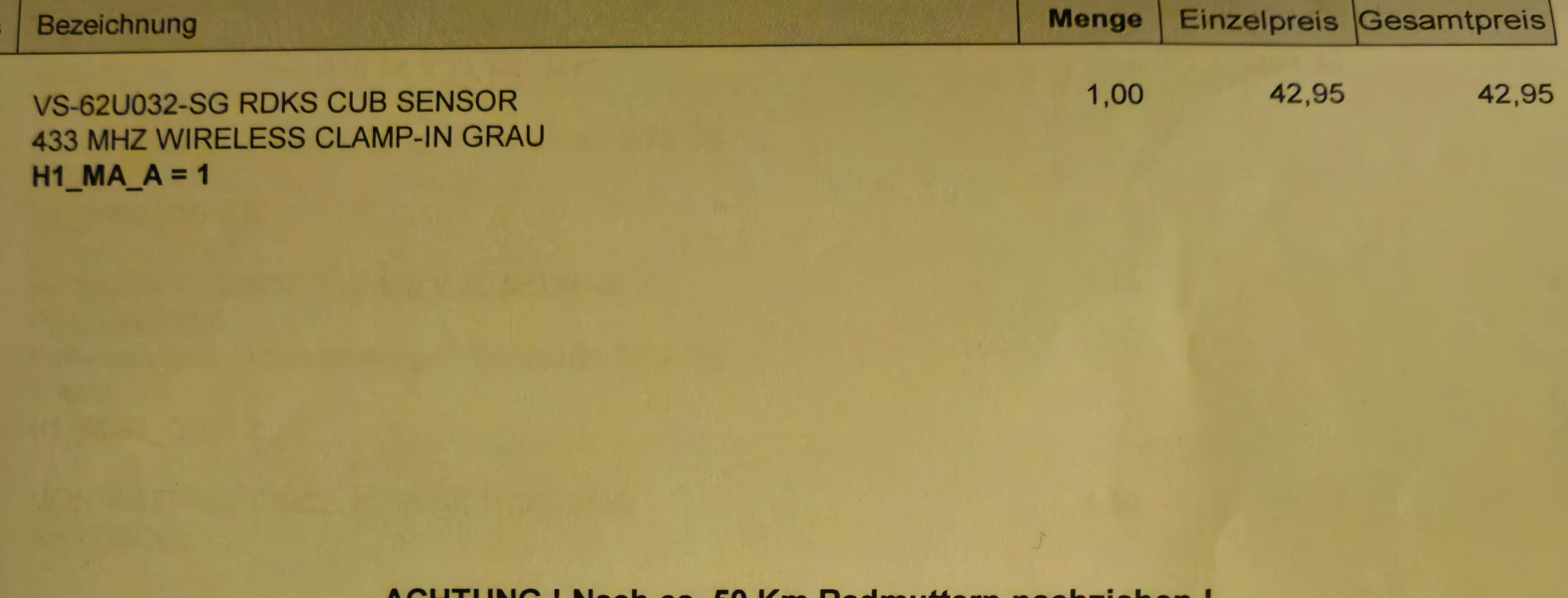 Fehlermedlung: Radsensorik fehlt