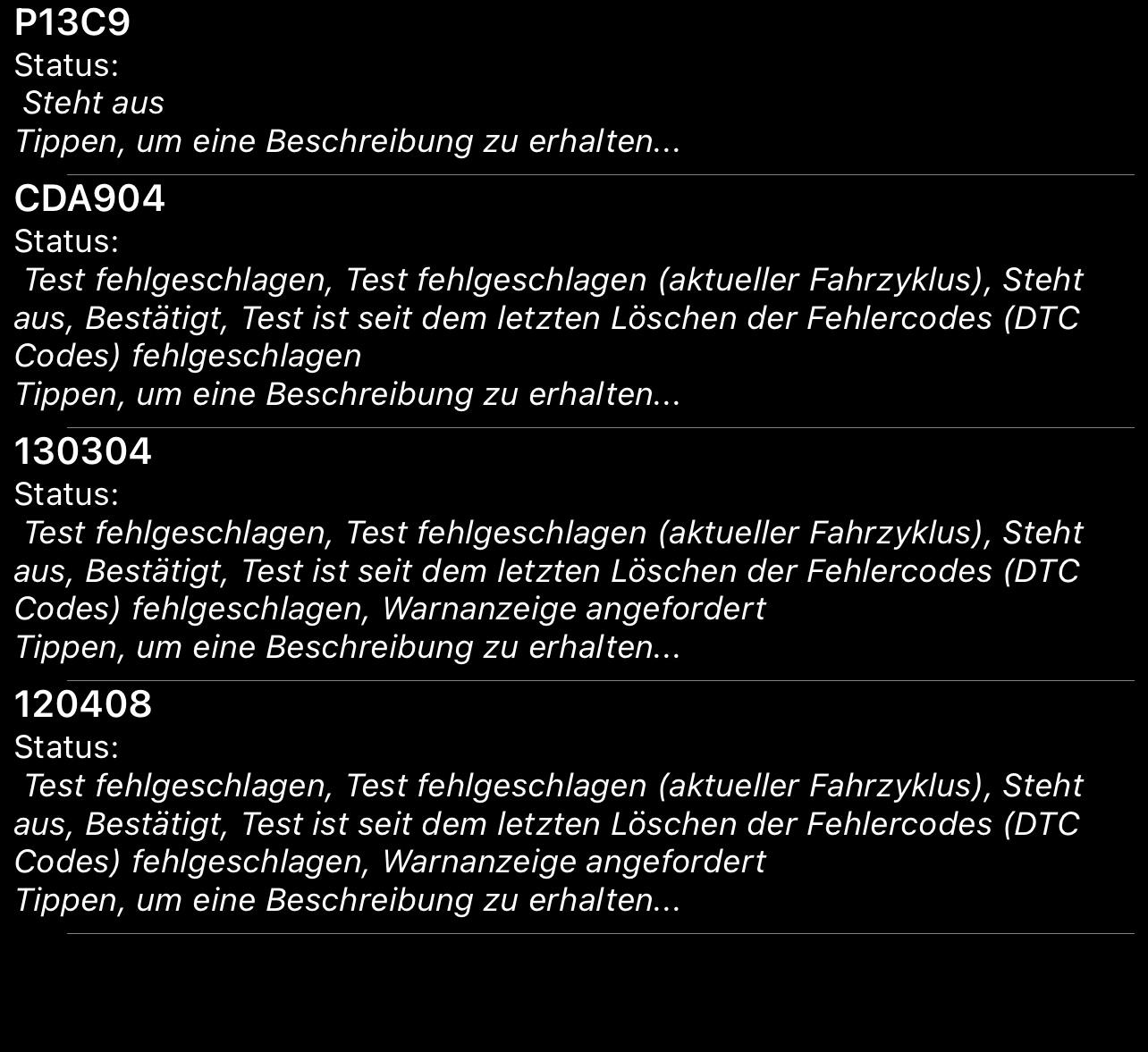 Fehlermeldung: Antrieb - Weiterfahrt möglich