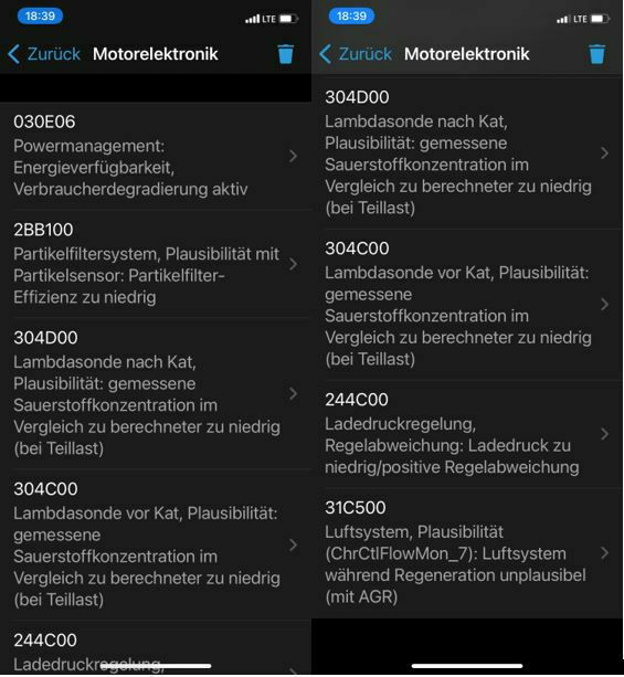 Fehlermeldung in der Motorelektronik