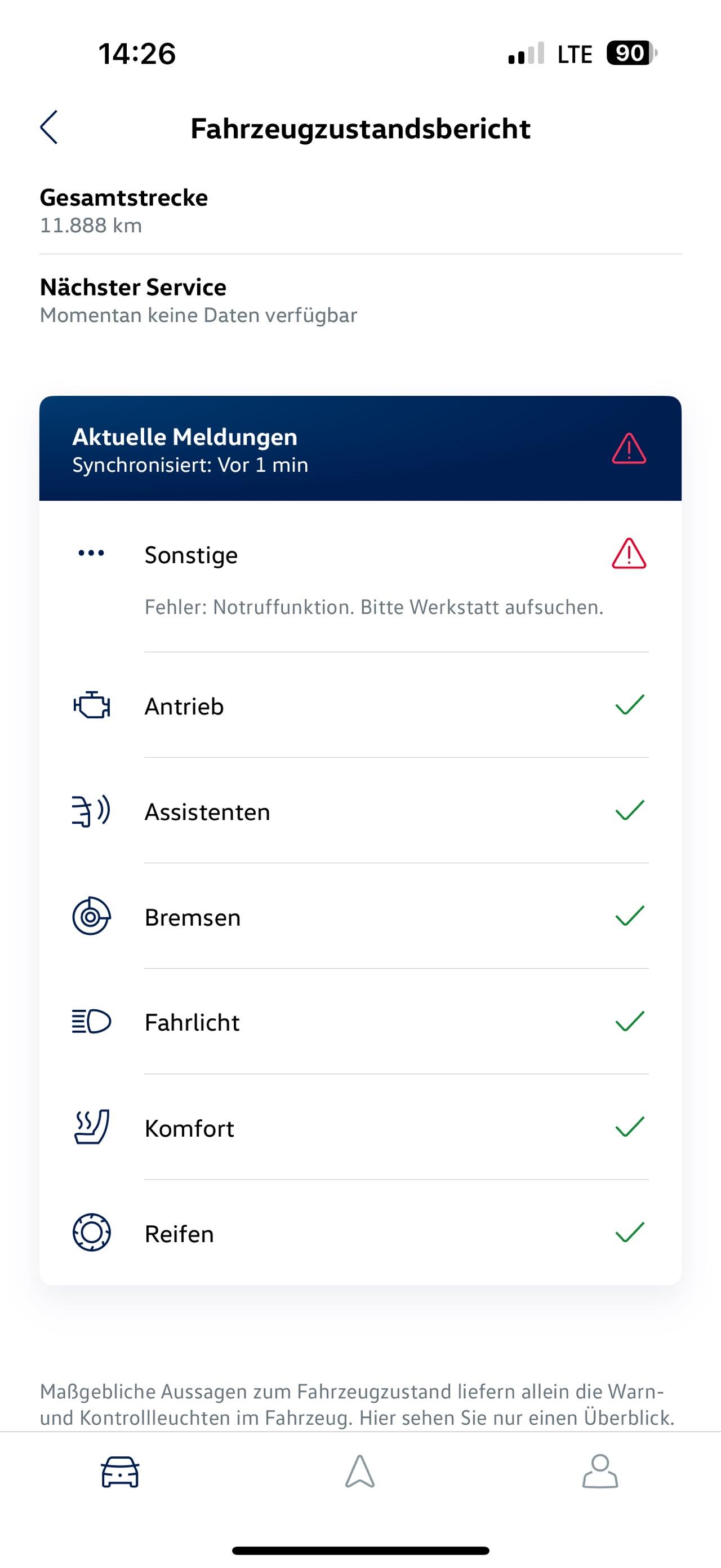 Fehlermeldung: Notruffunktion eingeschränkt - bitte Werkstatt aufsuchen