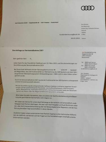 Antwort von Audi