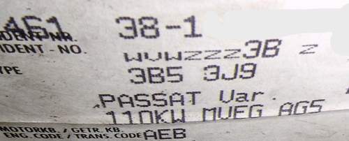 3B5 Passat Var / Radkastenaufkleber