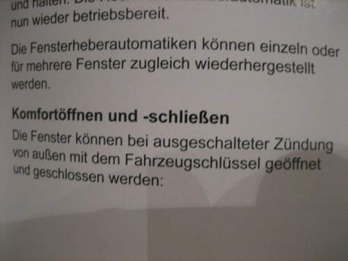 Fensterheber Komfortöffnen