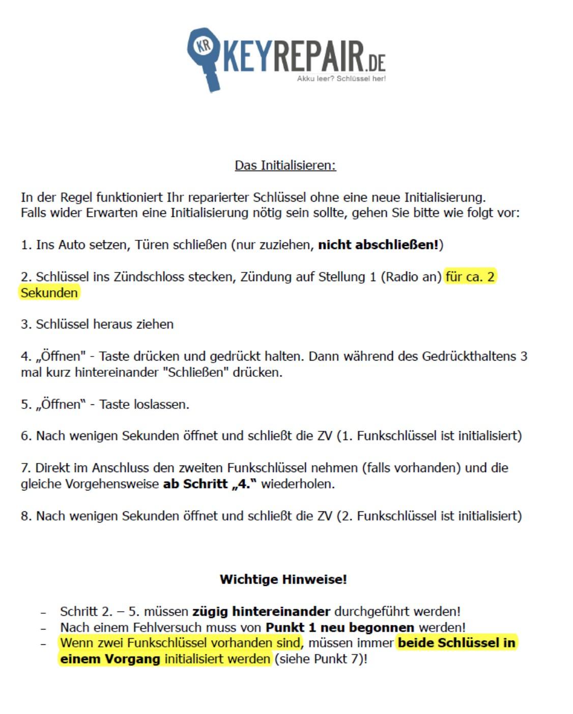 Fernbedienung Autoschlüssel reparieren