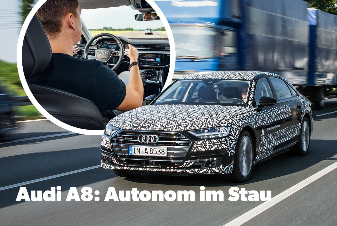 Testfahrt im Stau: Der Audi A8 rollt autonom durch zähfließenden Verkehr