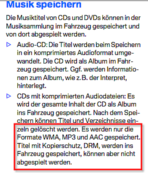 Festplattennavi und Musikdateien