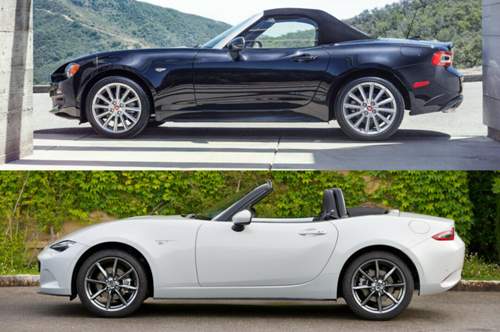 Vom Mazda MX-5 mit der gleichen Plattform unterscheidet den Fiat vor allem das Außendesign – und damit auch Länge und Gewicht
