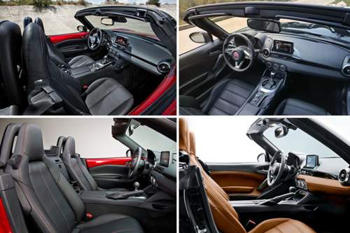 Die Cockpits von Mazda MX-5 und dem Fiat 124 Spider im Vergleich