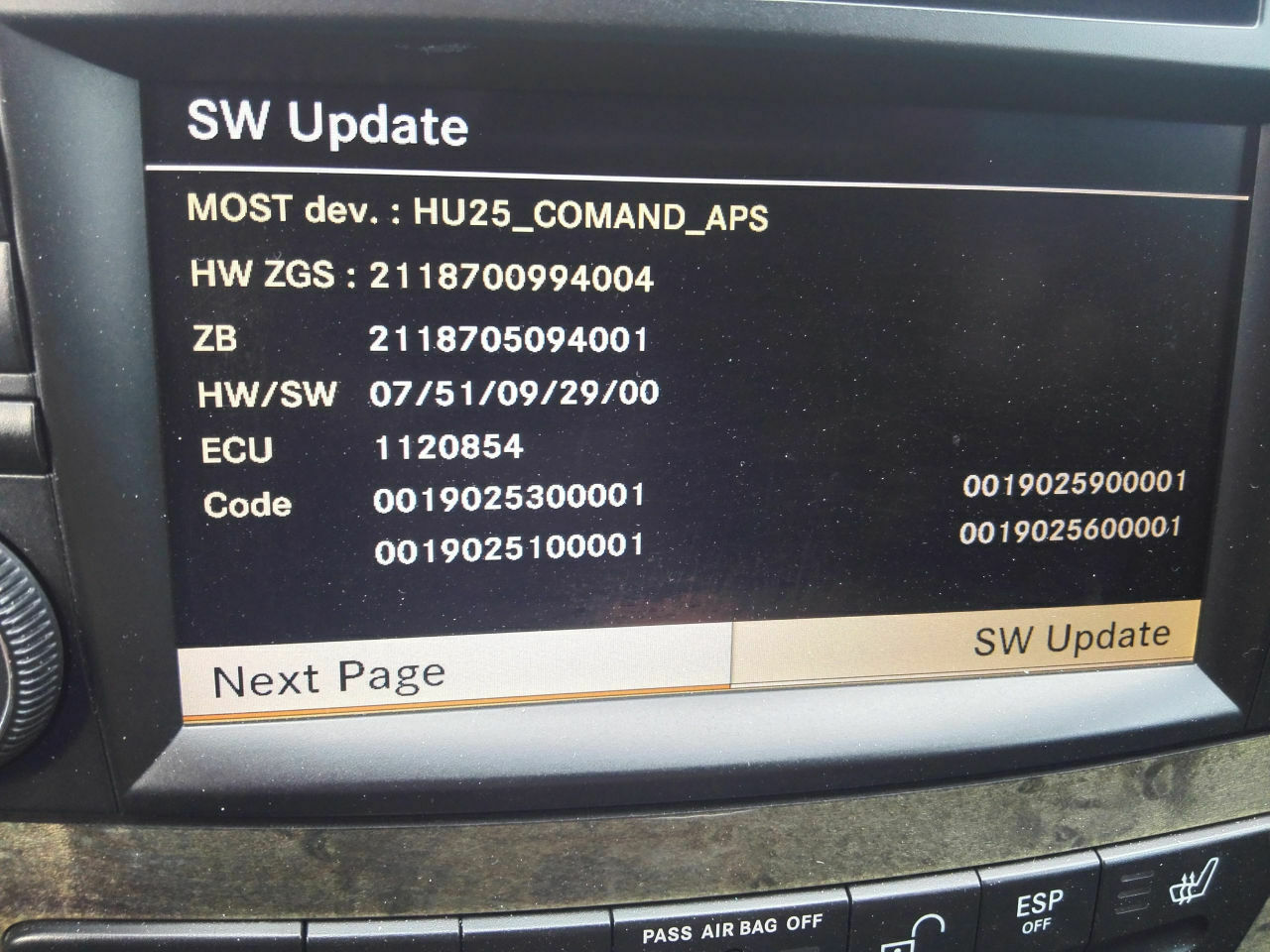 Firmware und Navigationssoftware COMAND APS NTG 2.5