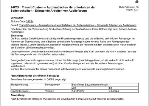 Schreiben Rückruf