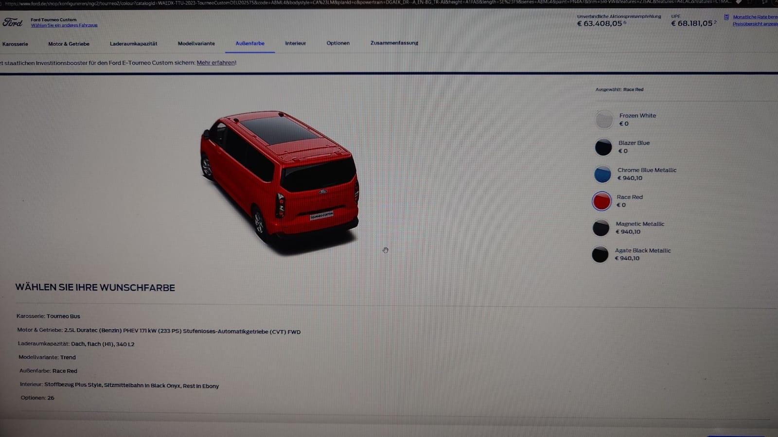 Ford Tourneo / Transit Custom - Liefer- / Wartezeit (NXN/NRN ab 10/2023)