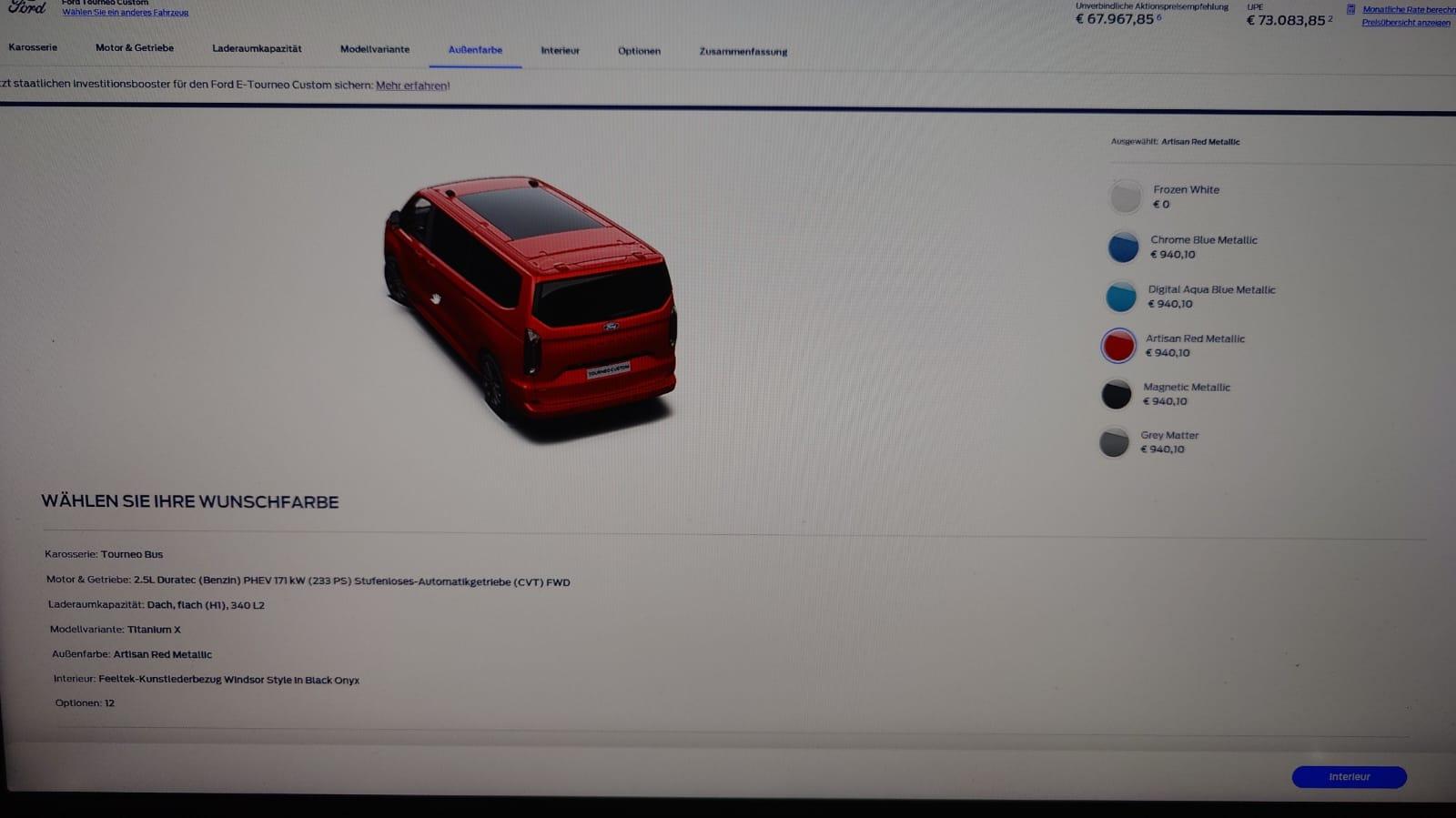 Ford Tourneo / Transit Custom - Liefer- / Wartezeit (NXN/NRN ab 10/2023)