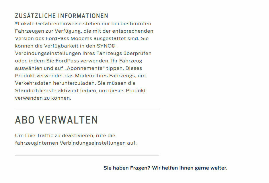 FordPass Connect und Live Traffic