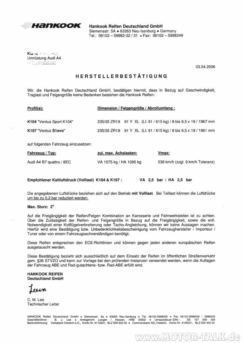 Frage zum Luftdruck von Niederquerschnittsreifen