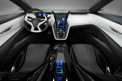 Nissan Friend-Me: Die Mittelkonsole dient als Projektionsfläche für das digitale Kommunikationsbedürfnis der jungen Zielgruppe.