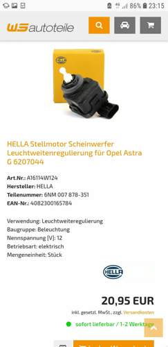 Hella lwr-motor astra g