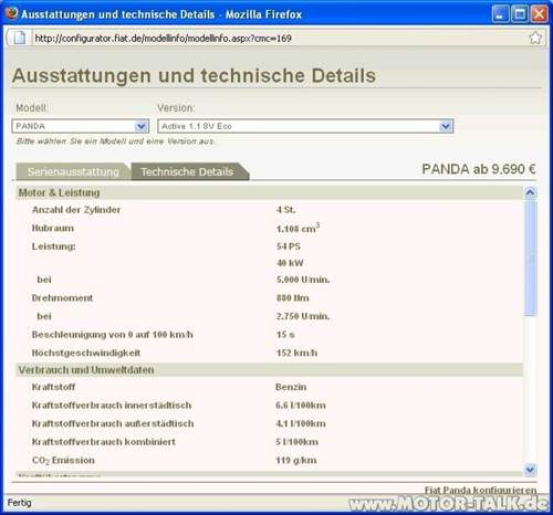 Fiat-webseite