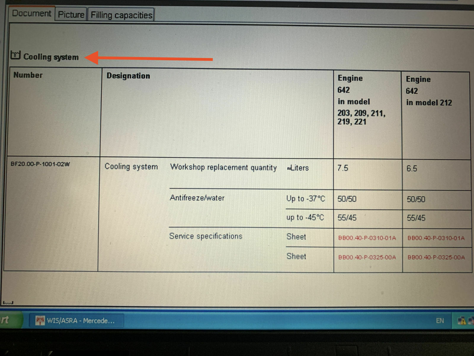 Füllmenge Kühlmittel (Motor) im W221 S320 CDI OM642 gesucht