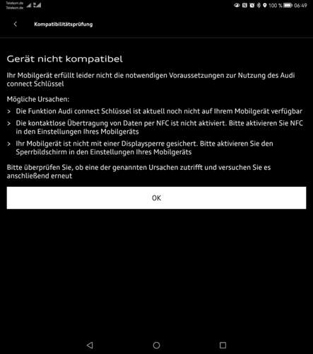 Audi connect Schlüssel Kompatibilität