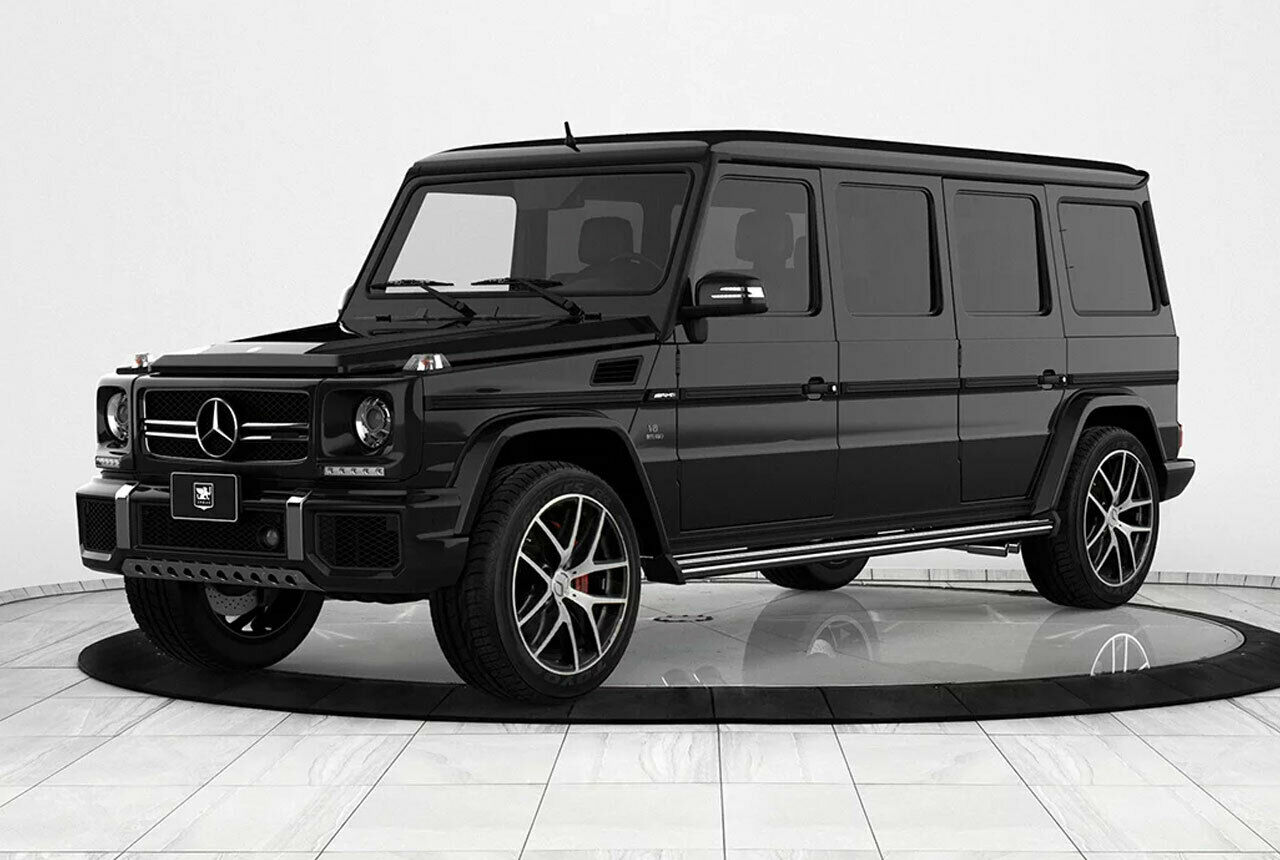 6,19 Meter Sicherheitszone: Der gestreckte Mercedes G63 AMG des Panzerwagen-Spezialisten Inkas erfüllt die höchste Panzerungslevel nach internationalen Standards