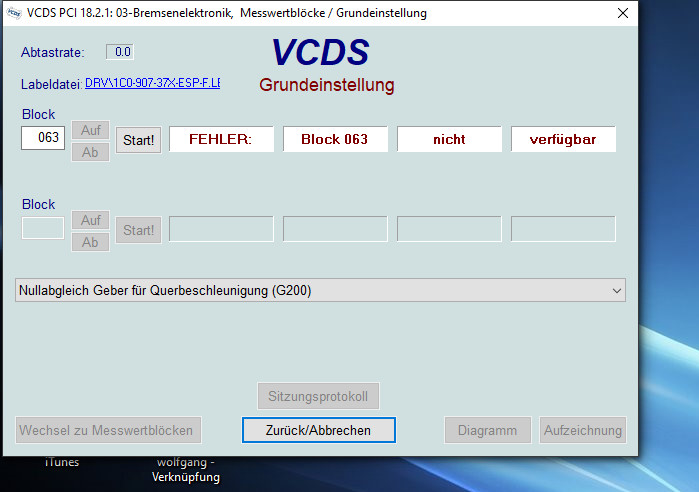 G200 Sensor nach Tausch nicht anlernbar mit VCDS