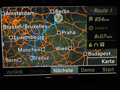 Routenanzeige nach Arosa/Schweiz