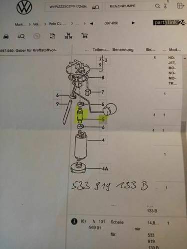 Geber für die Kraftstoffpumpe