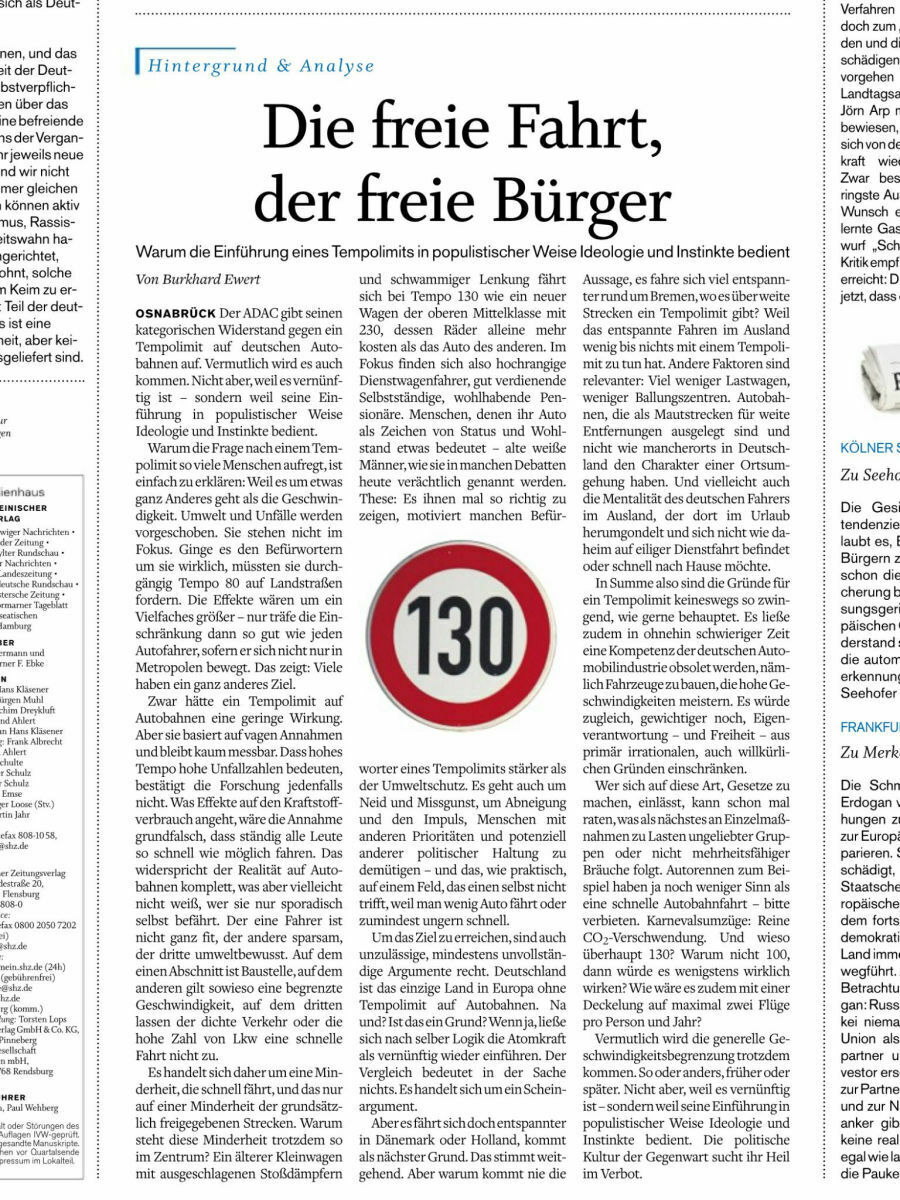 Gegen Tempo 130 abstimmen!