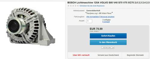 EBAY Lichtmaschine generalüberholt