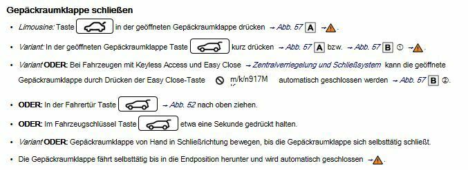 Gepäckraumklappe mit elektrischer Schließung und Displayanzeige