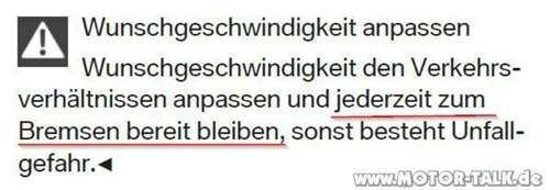 Geschwindigkeitsregelung-warnung