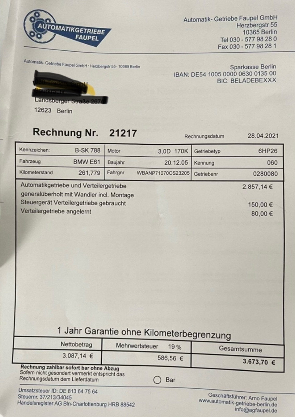 Getriebe Störung unter Vollgas Gangüberwachung 4 auf 5