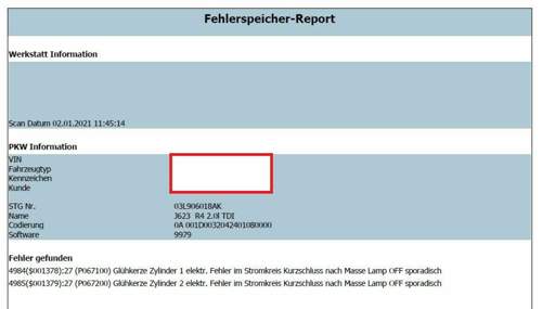 Fehlerspeicher A3