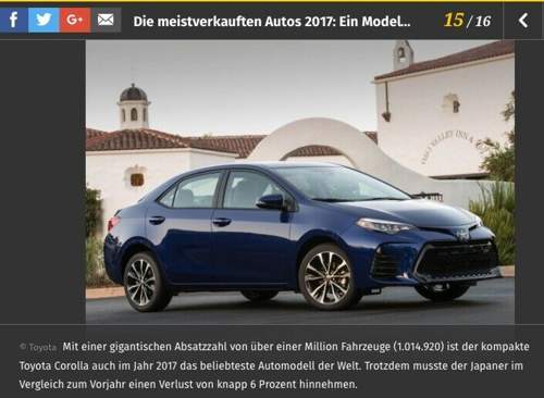 Weltauto 2017: Platz 1 (Corolla)