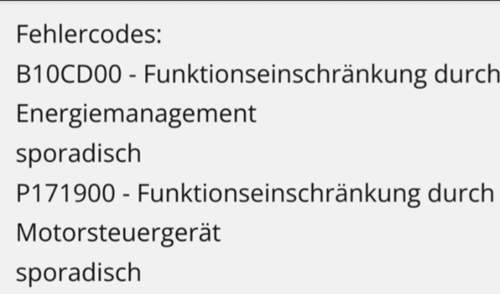 Fehlercodes