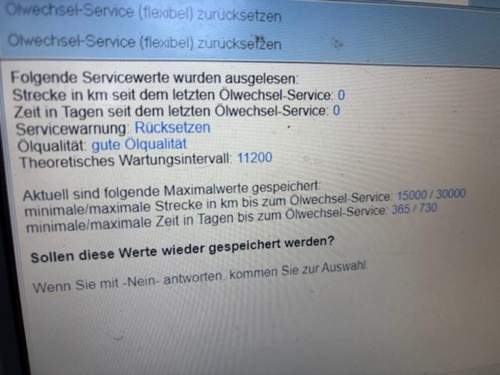 Serviceintervall neu gespeichert