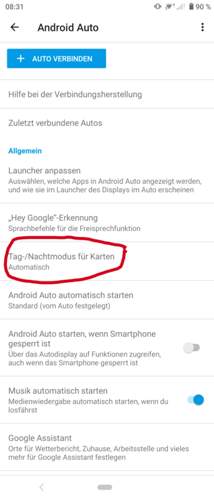Android Auto App Einstellungen