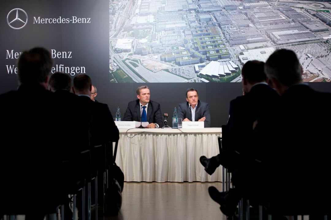 Mercedes-Produktionschef Markus Schäfer und Sindelfingens 
Betriebsratschef Ergun Lümali gaben die Milliardeninvestition auf einer Pressekonferenz bekannt