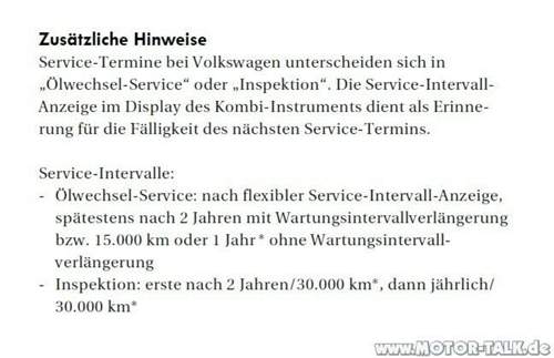 Golf 7 MJ 2014 Servicetermine