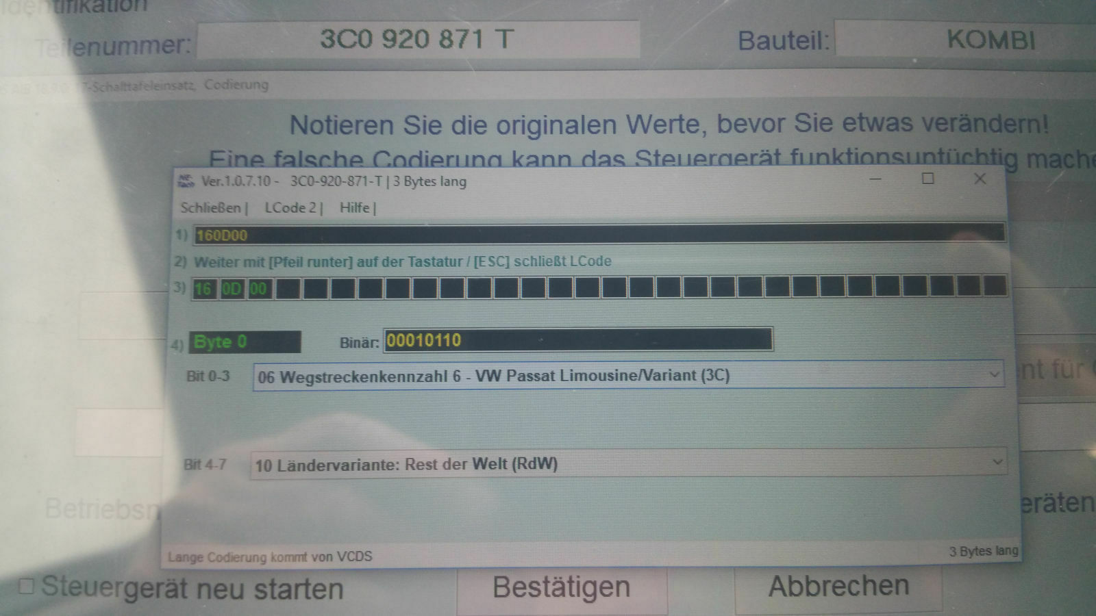 Gurtwarner Passat 3c