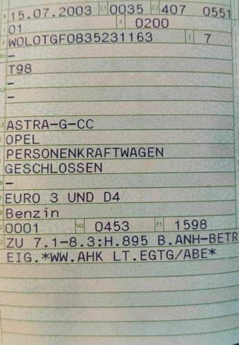 Fahrzeugschein