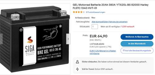 Batterie von Ebay