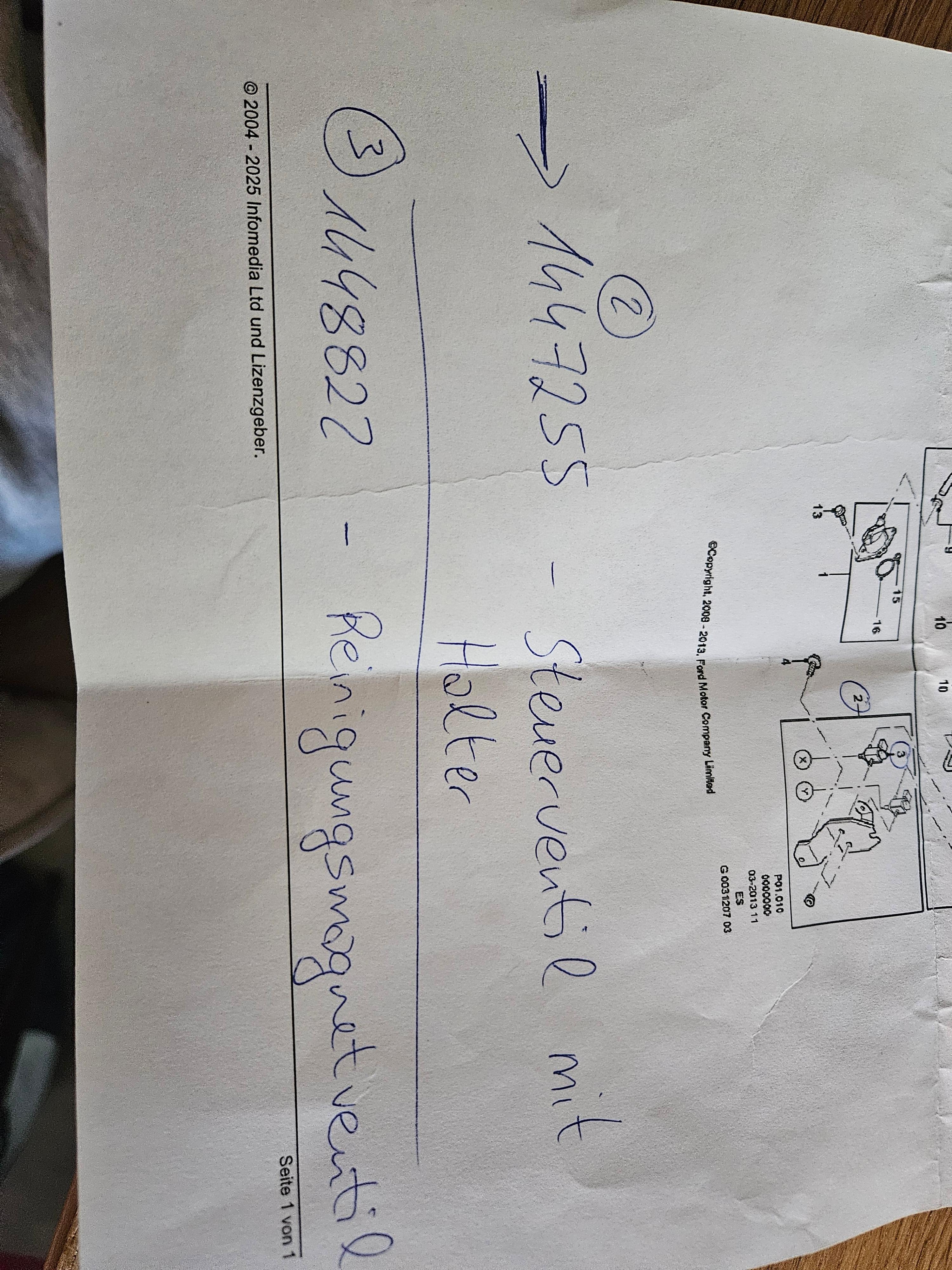 Hallo wer kann mir weiterhelfen? Suche ein Reinigungsmagnetventil für einen Ford Ranger 2011